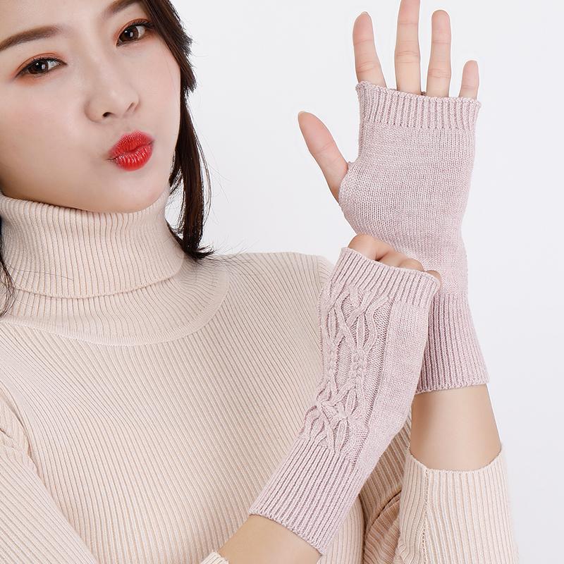 Women's Cable Knitted Soft Fingerless Gloves Warm Autumn Winter Gloves Fashion Knitted Half Finger Gloves Casual Outdoor Gloves