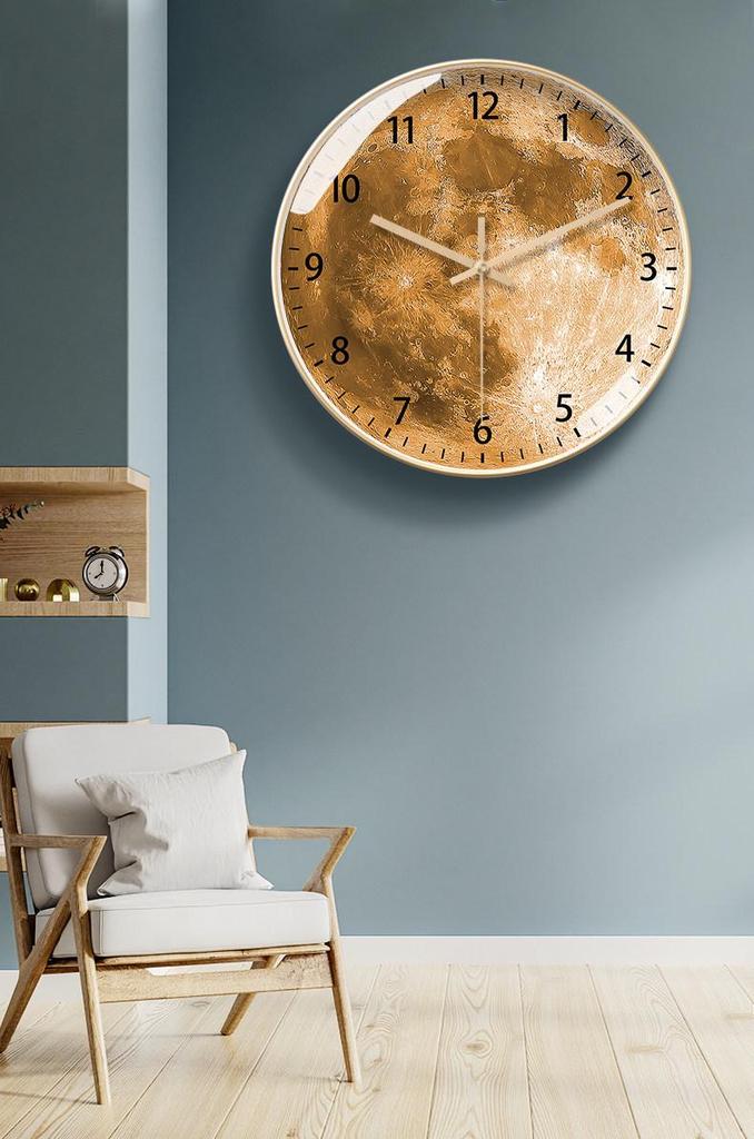 Moonstone Quartz Wall Clock - Silent, Artistic Design with Automatic Time Sync for Living Room