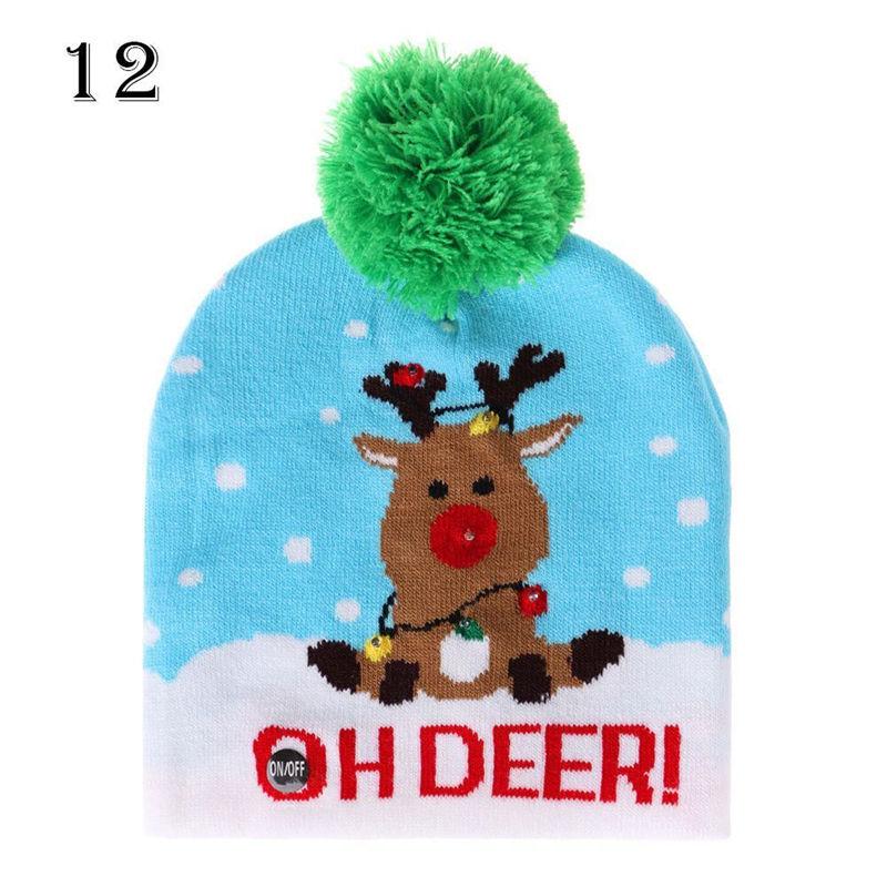 LED Christmas 3D Embroidery Image Unisex Winter Beanie Cap with Light Up Colorful LEDs for Beach & New Year