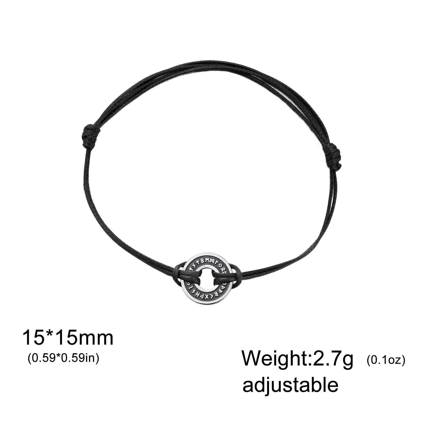 

Stainless Steel Nordic Runes Round Charm Bracelet Women Men Adjustable Black Red Rope Bracelets Amulet Protective Jewelry Gift Adjustable