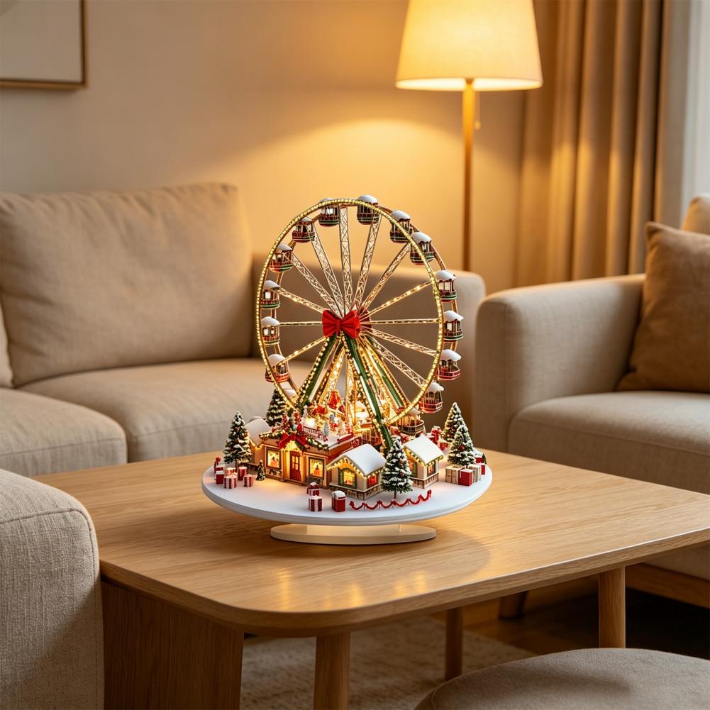 3d Effect Christmas Ornament Ferris Wheel Ornament with Stable Base 3d Acrylic Christmas Tree Decoration Waterproof Holiday Gift