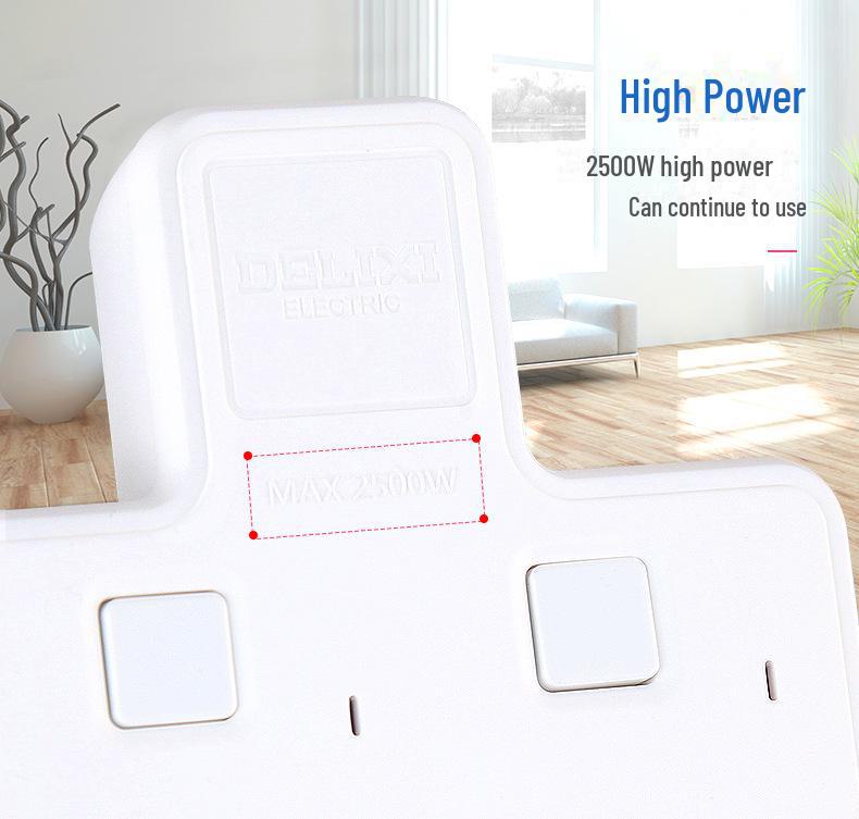 Delixi Multi-Function Socket Strip: One-to-Two Plug, Wire-Free, Multi-Hole Panel Expansion Converter.