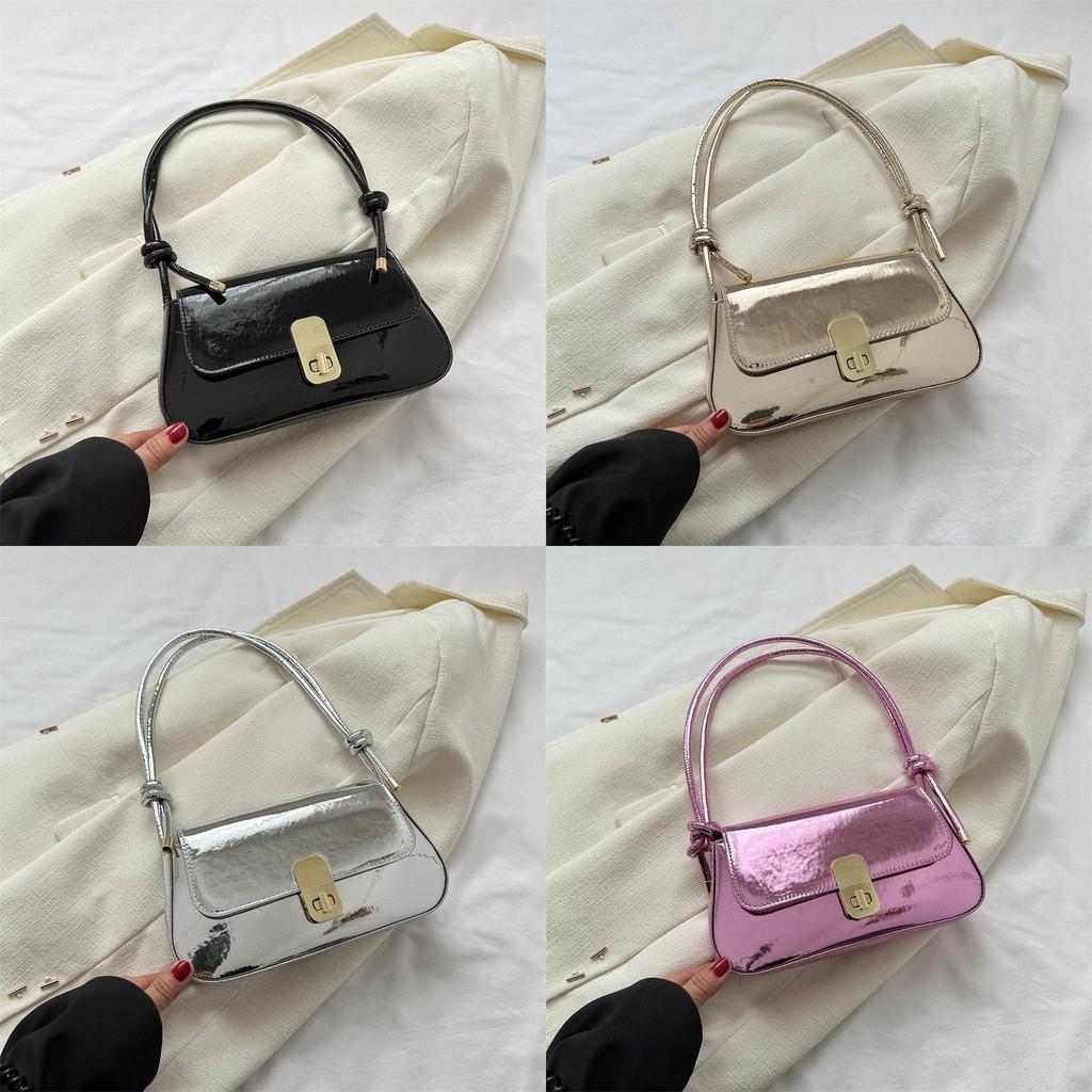 Trendy Korean Style Small Square Shoulder Bag In Black Gold Silver Or Rose For Women