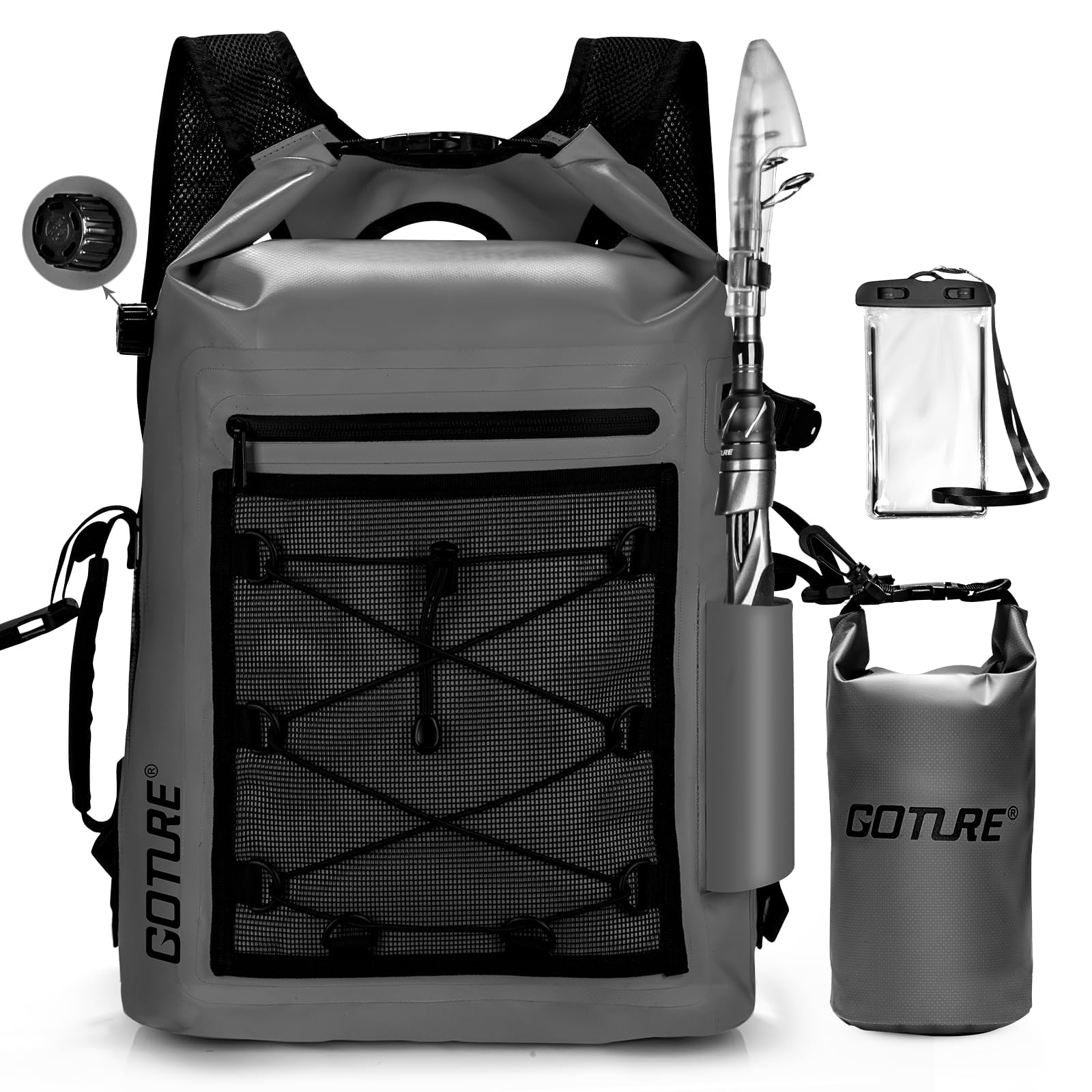 

Goture 25L Dry Bag Waterproof Bag [Completely Waterproof IPX6] [2L Dry Bag Included] Brown Pool Bag Waterproof Bag New Material Waterproof Bag