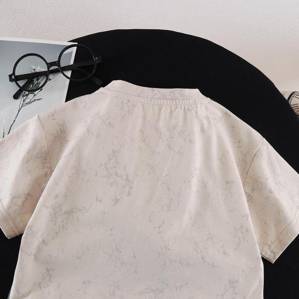 Boys' Stylish Dinosaur Summer Outfit: Short Sleeve Cartoon Two-Piece Set for 2026