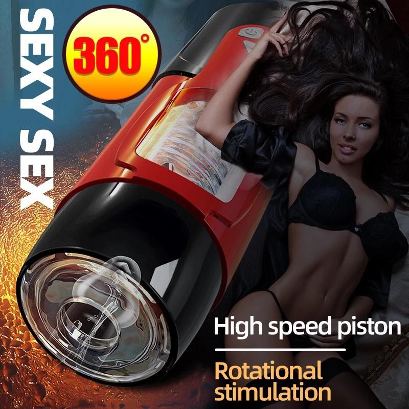 Automatický teleskopický rotační mužský masturbátor 7 nastavitelných režimů Pussy Adult Masturbator Cup Elektrická Climax sexuální hračka pro muže