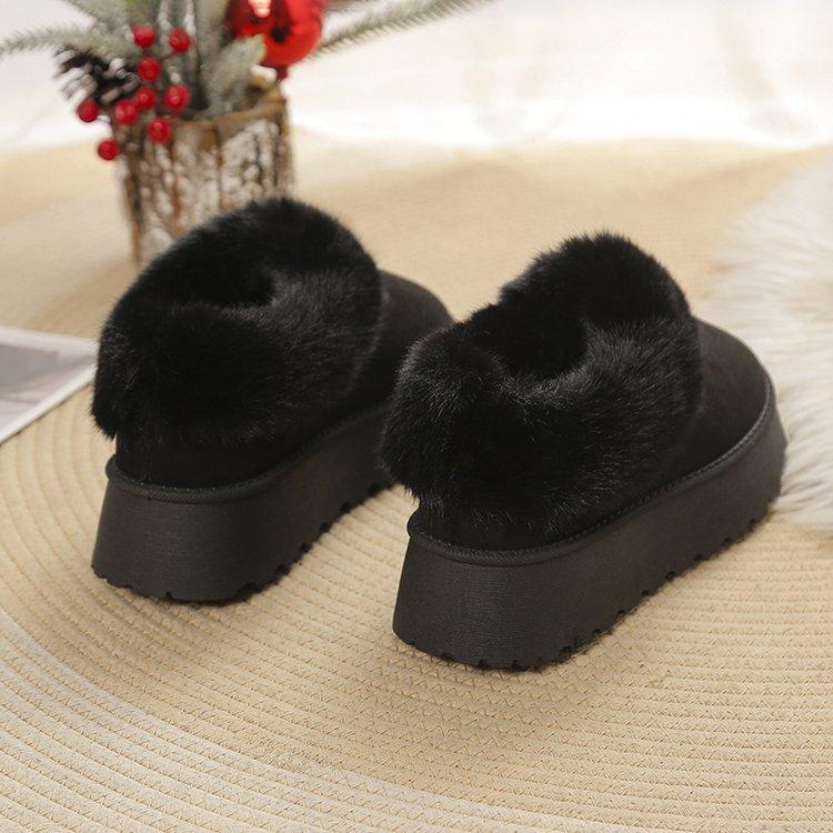 

New winter one-pedal snow boots women s shoes plush integrated confinement cotton shoes plush thickened 36 чорний