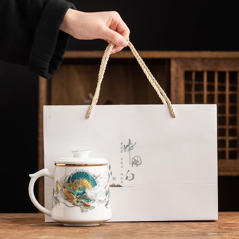 

Год Дракона стакан для воды фильтр-вкладыш офисная кружка с крышкой подарочная коробка для руководителей, учителей, отцов, деловые подарки для ежегодного собрания компании