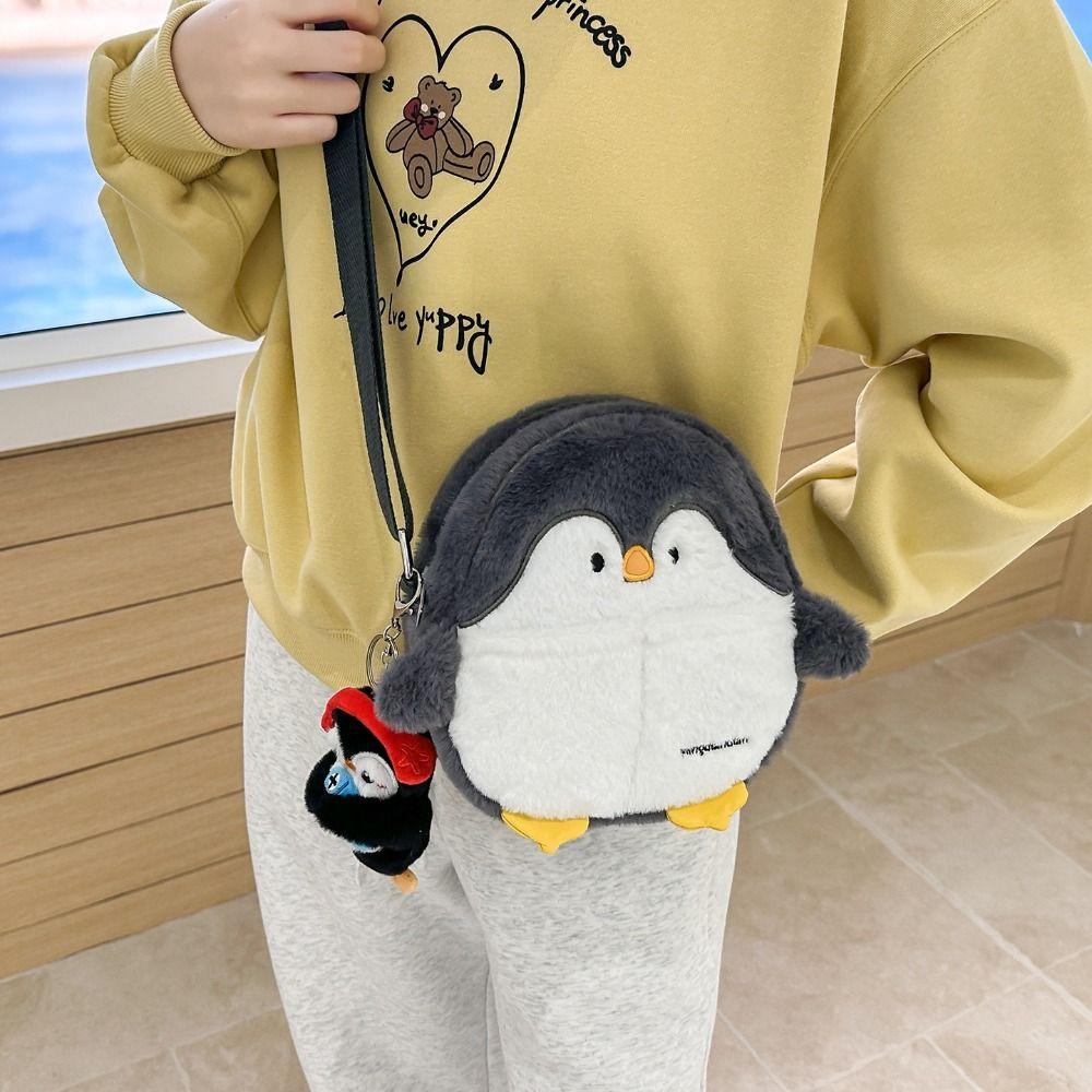 Kawaii Penguin Plush Crossbody Bag Adorable Animal Shoulder Bag Cute Soft Seal Backpack  Women