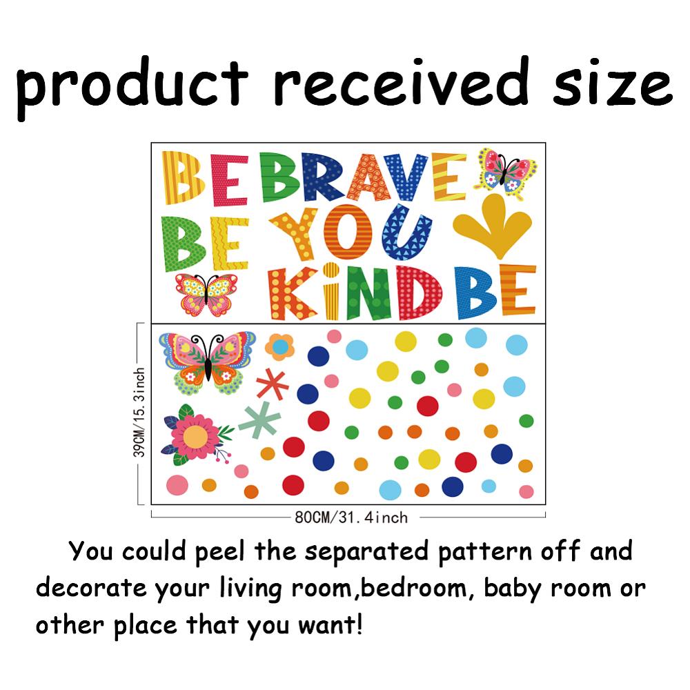 1set PVC Wall Stickers Wall Decoration Word Be Brave 800x390mm 2pcs/set