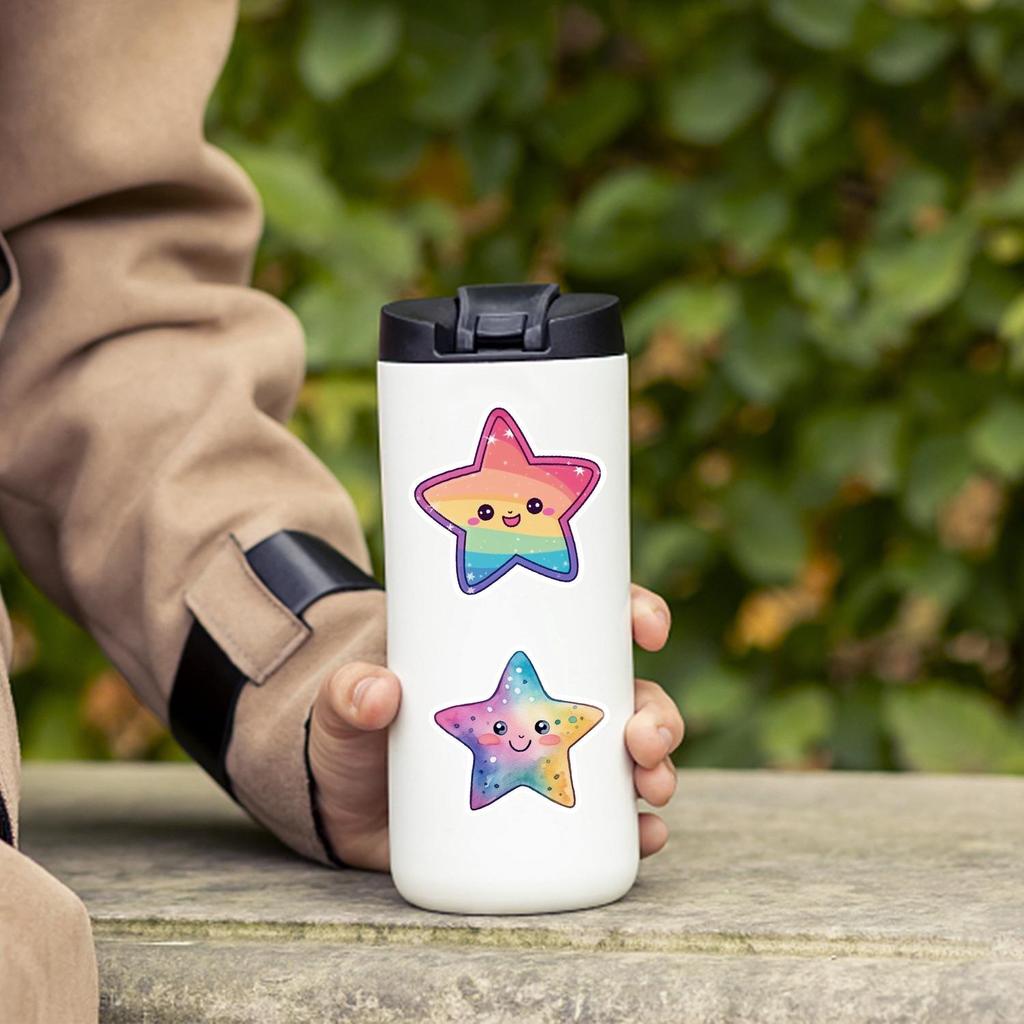 50PCS Cute Cartoon Star Stickers for Kids - Waterproof, Creative Decorations for Car, Phone, Water Bottle, and Journal