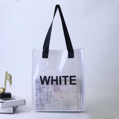 Transparent Tote Bag Large Capacity Clear Handbags Portable PVC Jelly Waterproof Shopping Bag