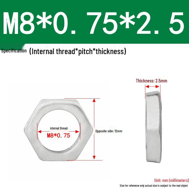 GB808 White Zinc Hex Thin Nut, Fine Thread, Lamp-Type, M6-M30