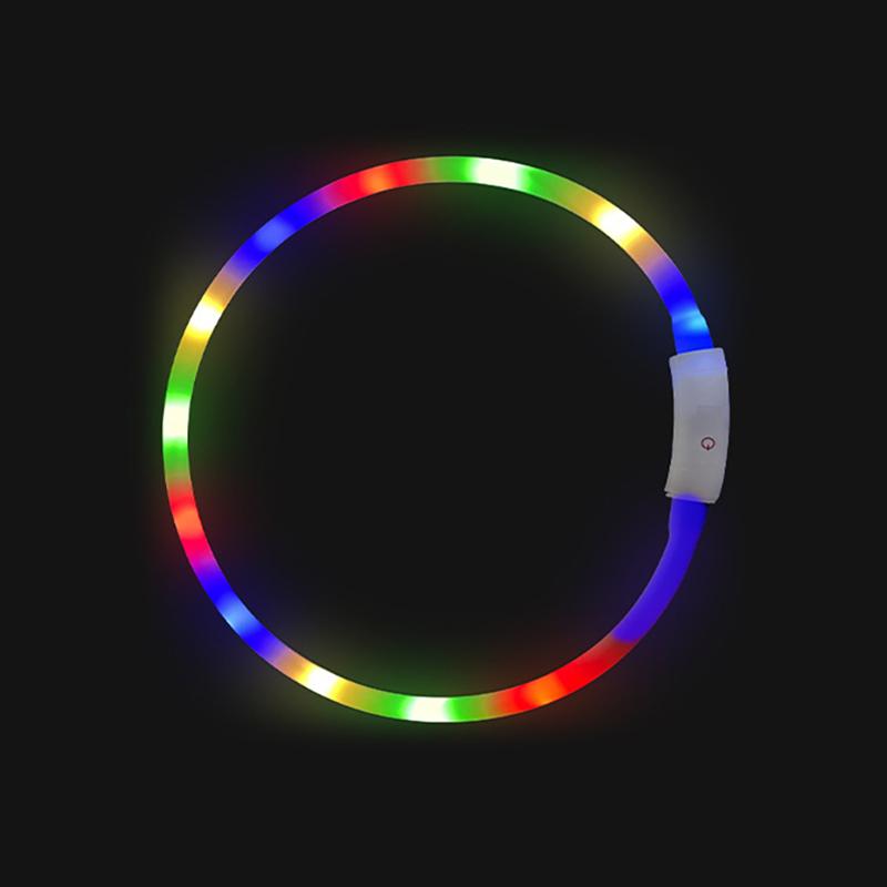 LED Evcil Hayvan Tasması Köpek Renkli Işıklı Tasma Serbest Kesim Gece Lambası Köpek Yürüyüş Işıkları Yanıp Sönen Boyun Bandı USB Şarjlı