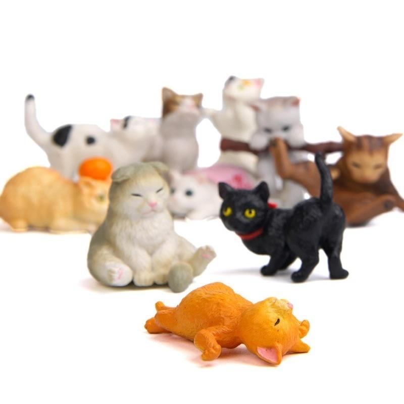 10 stk Katt Fargerik Kreativ Landskapsdukke Miniatyrhage Miniatyrer Figur Hjemmedekor