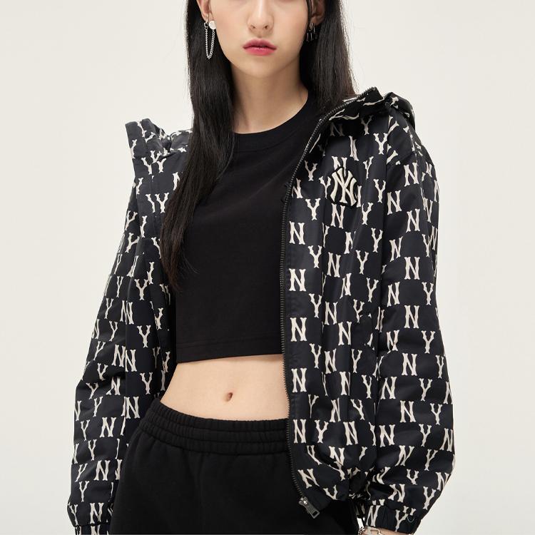 New MLB Old Flower Jackets Unisex Black 3AWJ06014-50BKS