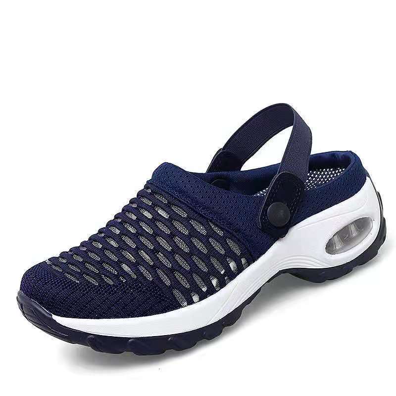 2025 new large size mesh women's shoes spring and summer daily sandals one pedal half drag mother shoes air cushion women's shoes