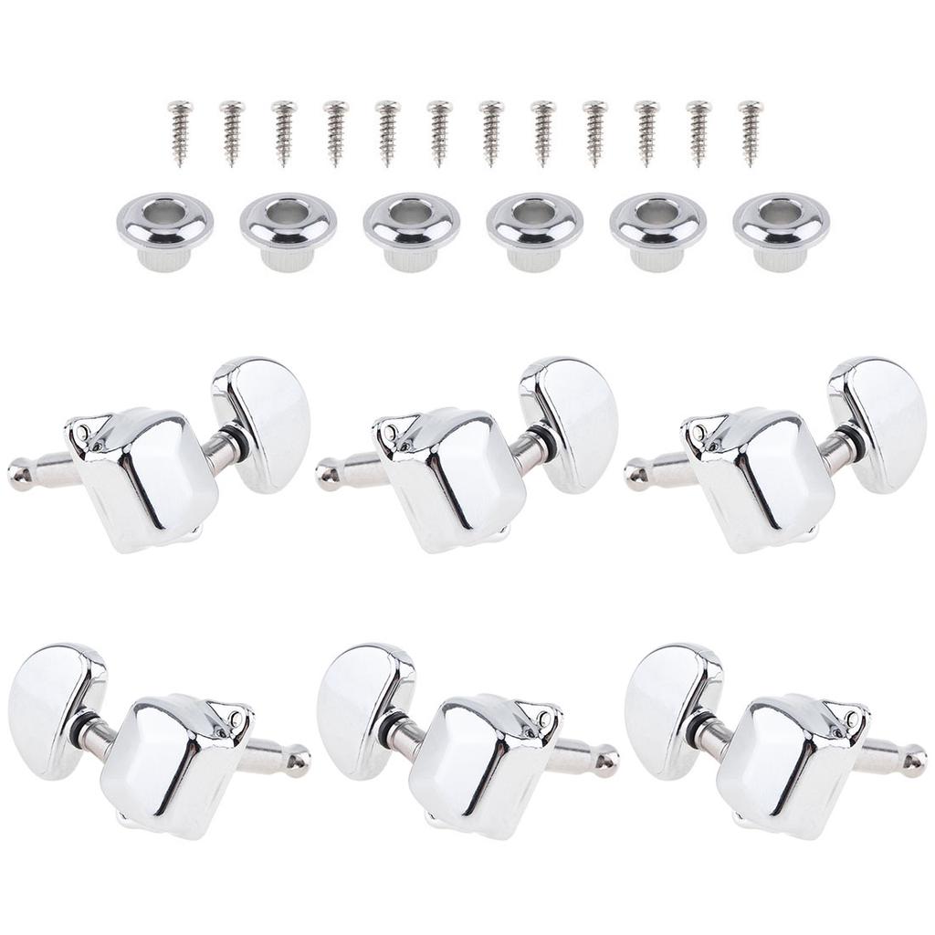 6 stk Krom gitarstemmere 3R+3L halvlukkede halvsirkel maskinhoder tunere for akustisk gitar
