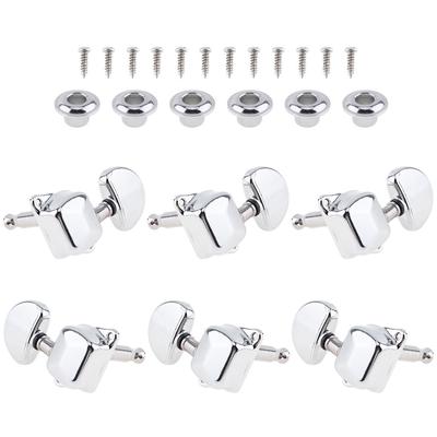 6pcs Chrome Guitar Tuning Pegs 3R+3L Semi-closed Semicircle Machine Heads Tuners for Acoustic Guitar