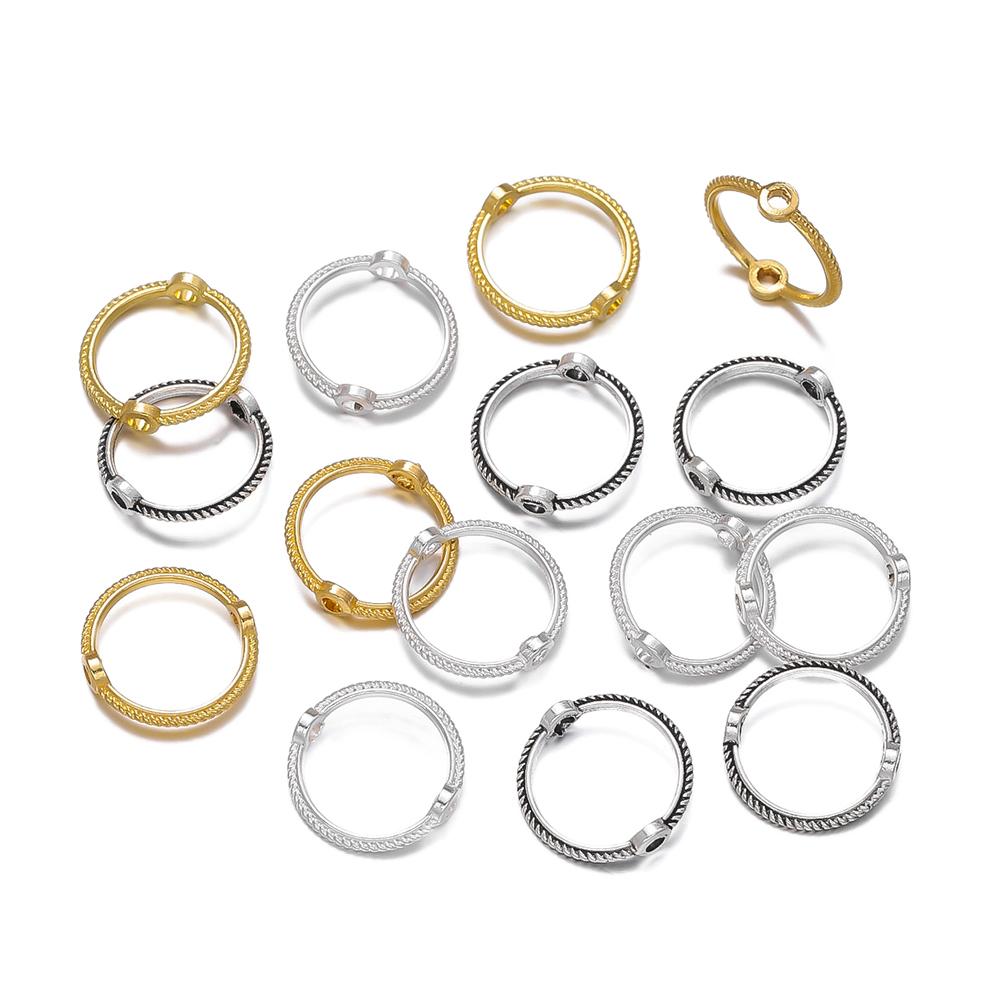 

50pcs/lot Trendy Circle Bead Frames Metal Through Double Hole Bead Frame Connectors DIY Jewelry Making Supplies 11 x 11.5mm