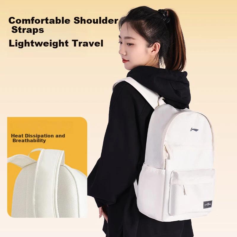 Li-Ning Travel Backpack, Laptop Bag, Large Capacity, Sport Bag, White, 20L