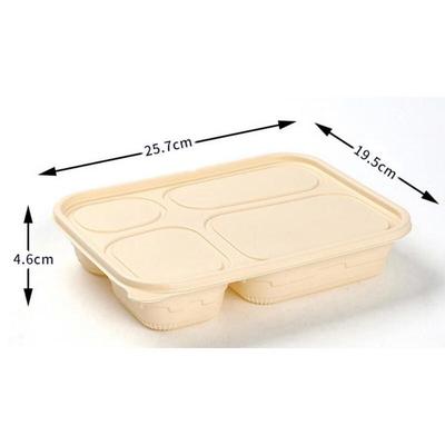Boîte à déjeuner jetable à 4 compartiments en amidon de maïs