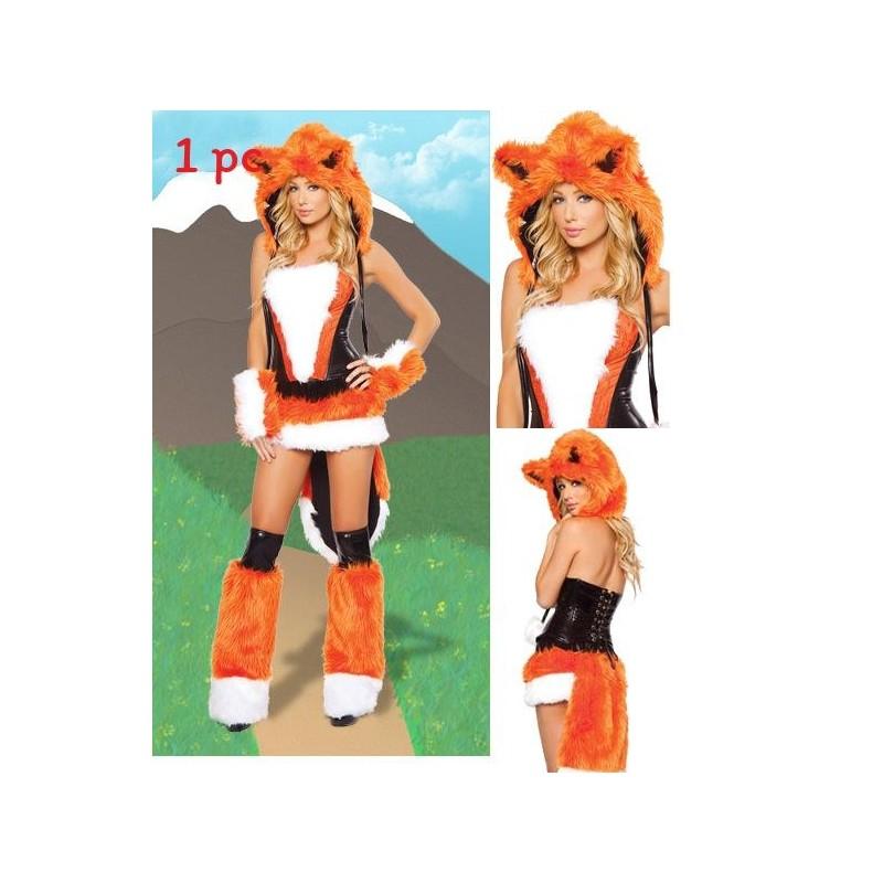 Animal Furry Costume Hood With Mini Skirt Halloween Carnival Cosplay Dress Up Party Outfit