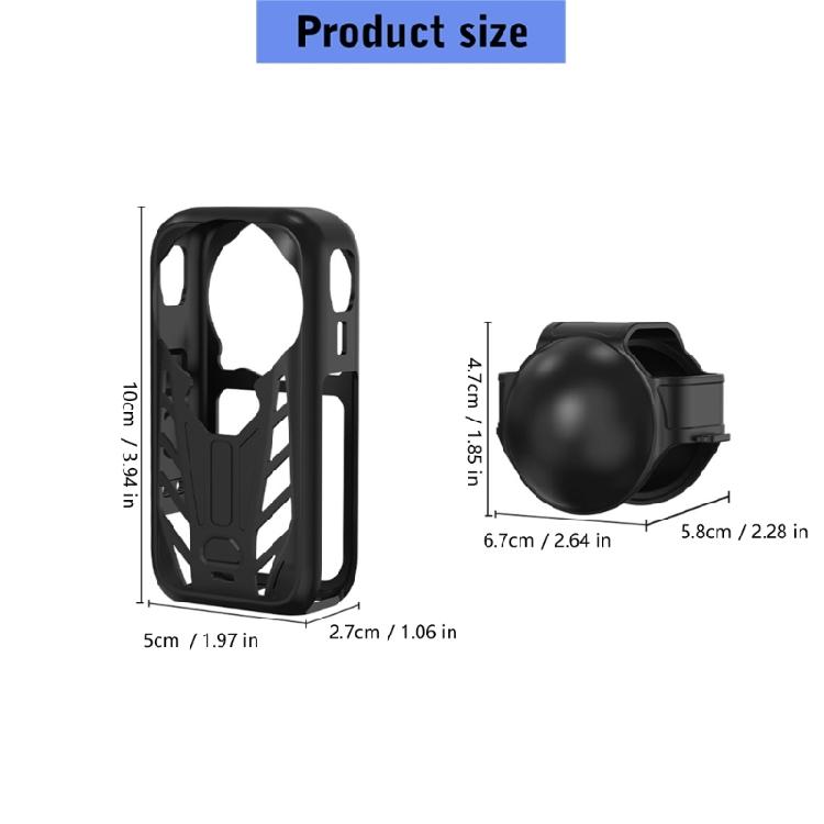 Black Silicone Body Case for X6 Action Camera, Flexible Open-Frame Cover for Everyday Handling, Control Access and Storage