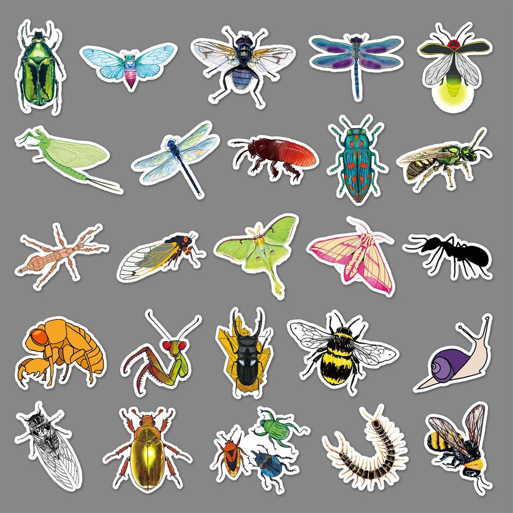 50pcs Animal Insect Stickers for Luggage, Laptops & Cars - Trendy Graffiti Design