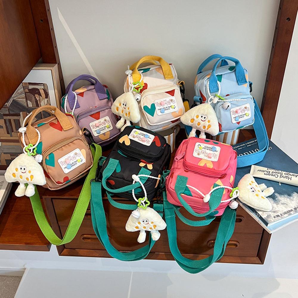 Cartoon Crossbody Shoulder Bag Love Heart Printed Children Messenger Bag  Streetwear