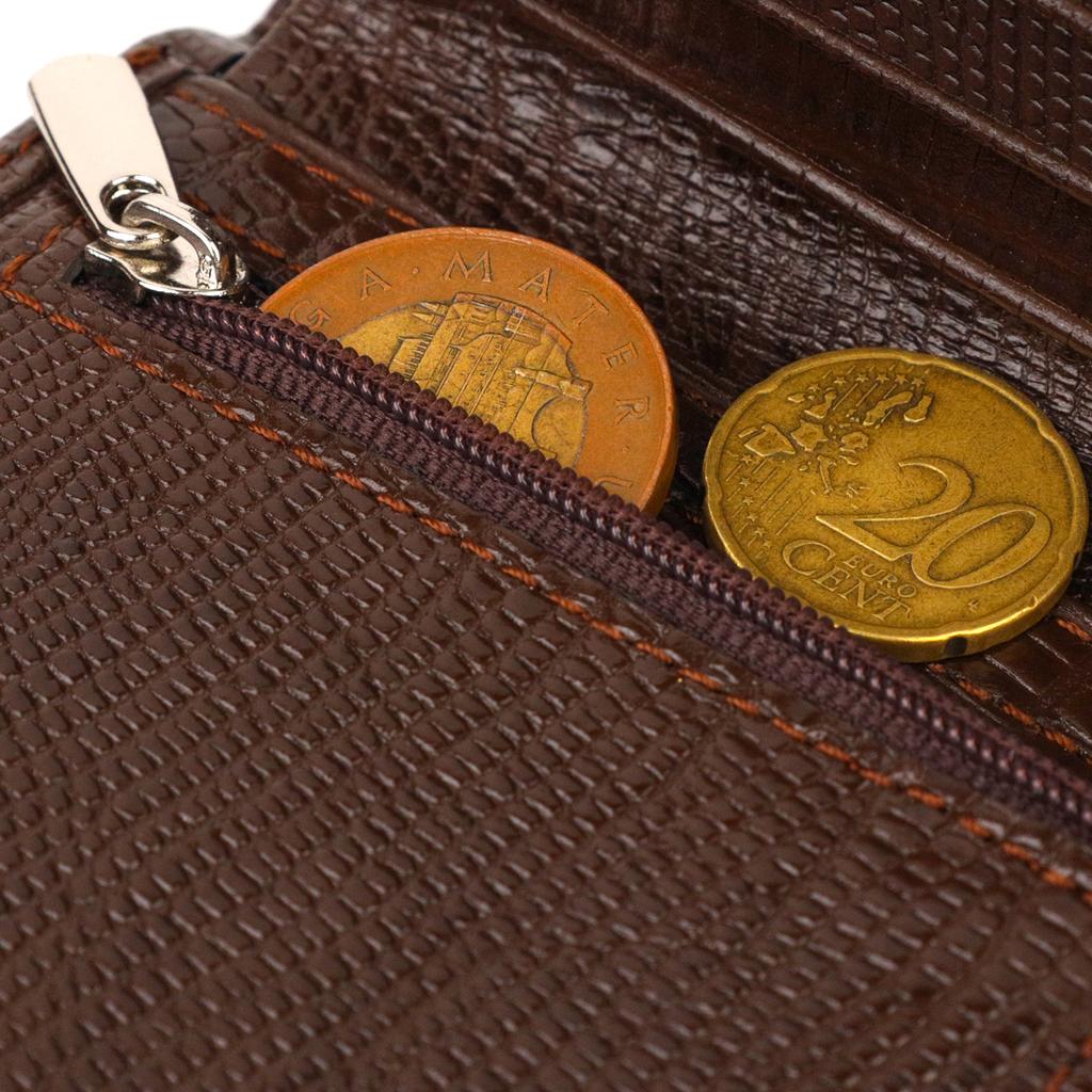 Textured Wallet for Men Made of Genuine Leather with Embossed CANPELLINI 21927 Brown