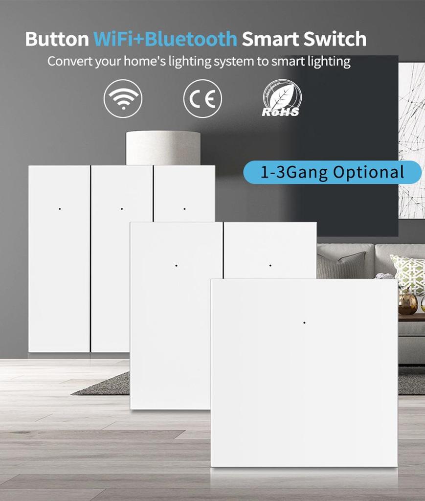 WiFi Bluetooth Dual-Mode Smart Switch with Neutral Wire, Voice Control Compatible with Alexa & Google Home