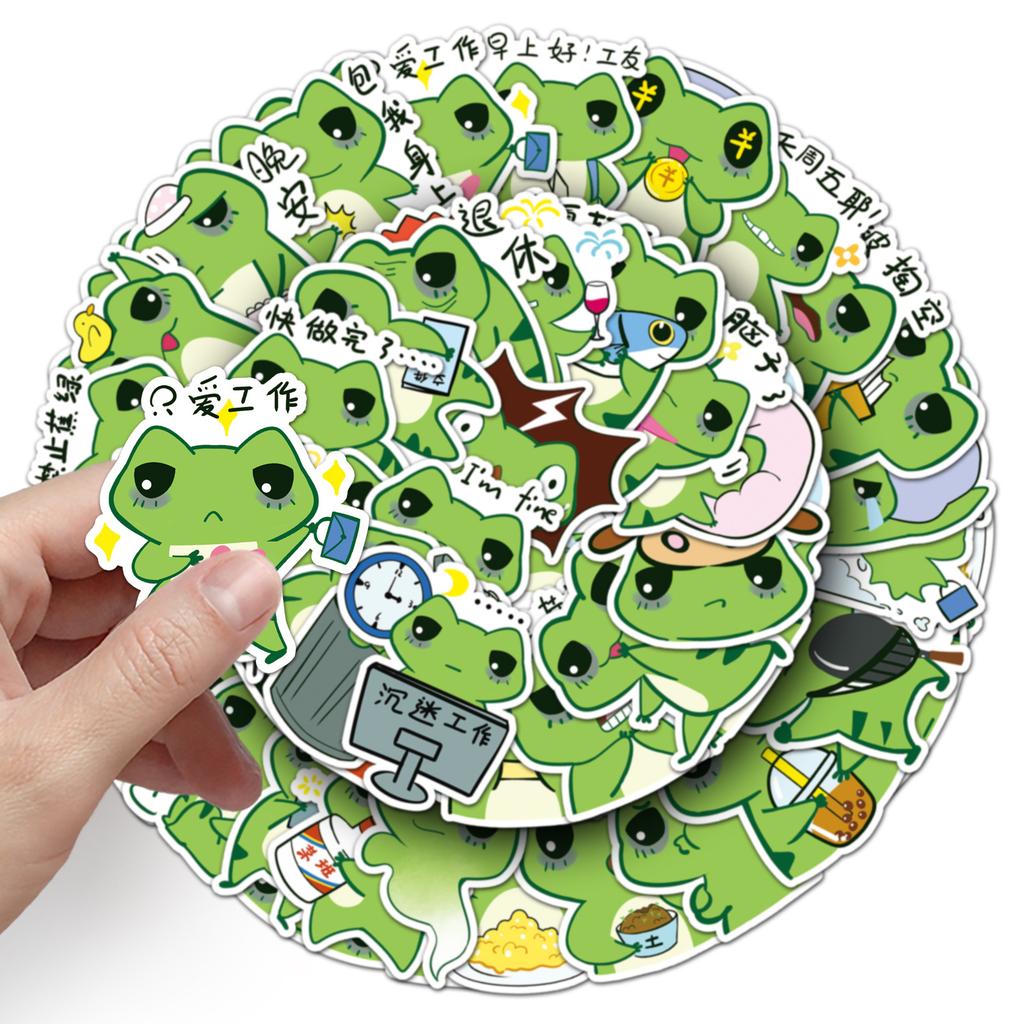 50 Working Frog Graffiti Stickers Cartoon Cute Hand-painted Expression Packaging Mobile Phone Skateboard Water Cup Stickers