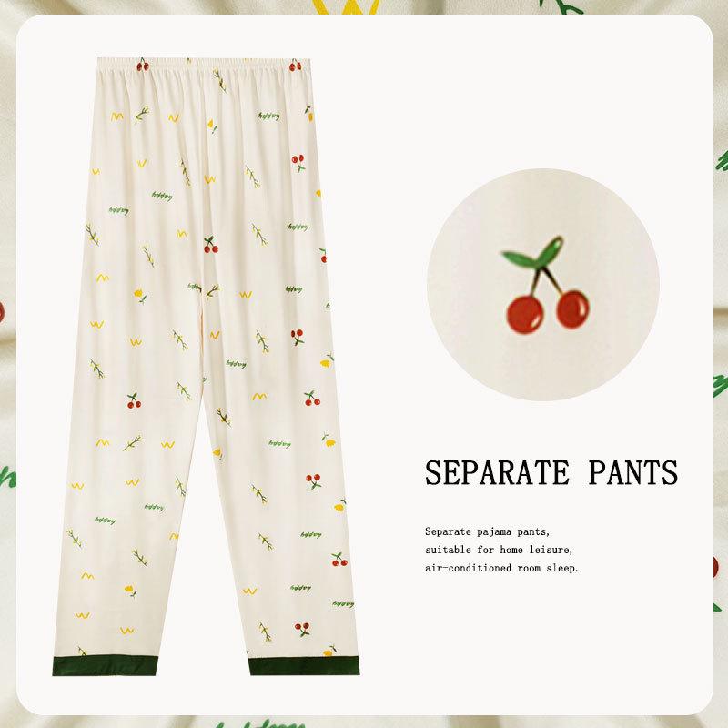 Spring/Summer Retro Floral Print Pajama Pants - Women's Korean Style, Suitable for Casual Wear, Loose Fit, Ideal for Spring and Autumn.