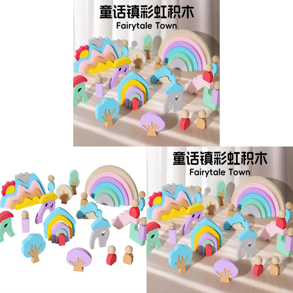 Wooden Creative Rainbow Building Blocks For Early Learning And Kids Educational Toys