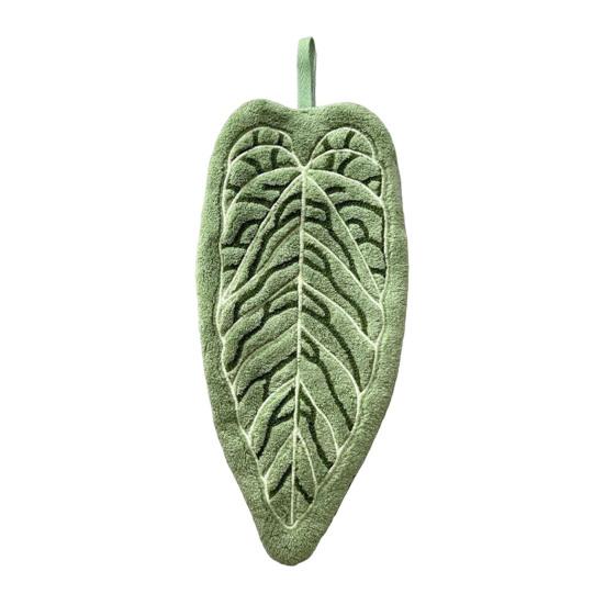Leaf Shape Hand Towel Double-Sided Hanging Towel Lint-free Absorbent Leaf Towel with Hanging Loop