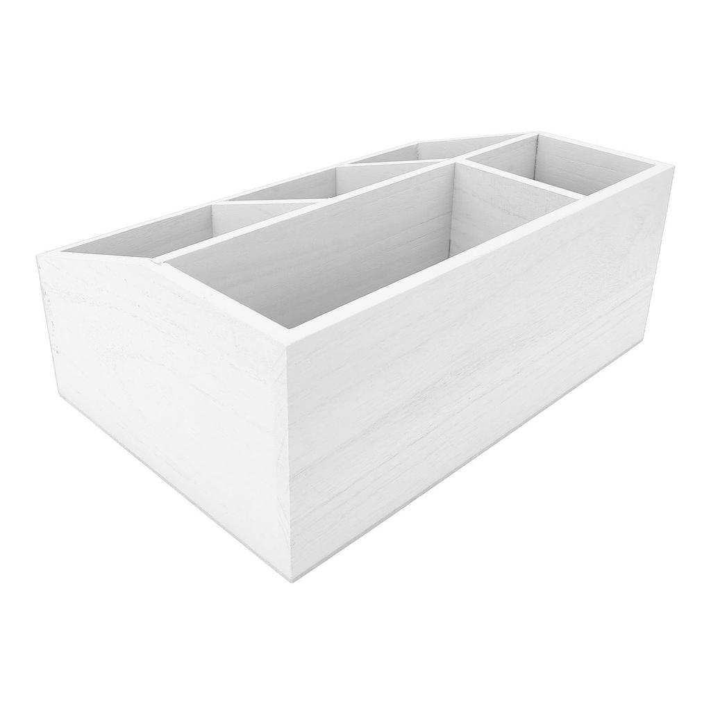 Tea Bag Organizer Multifunctional Wooden Divided Tea Bag Holder for Coffee Capsules Paper Cups White