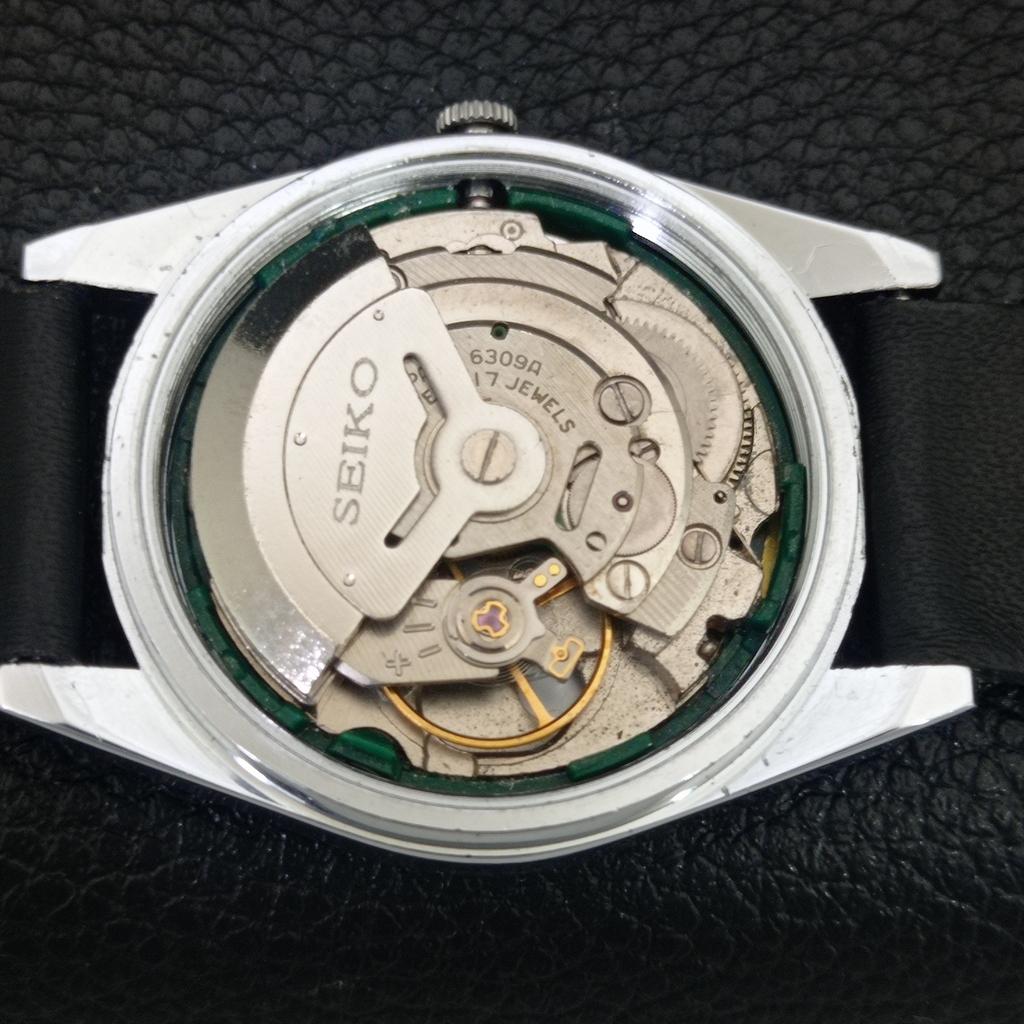 JAPAN VINTAGE REFURBISHED SEIKO 5 AUTOMATIC 6309A MENS BLACK WATCH A442977-1