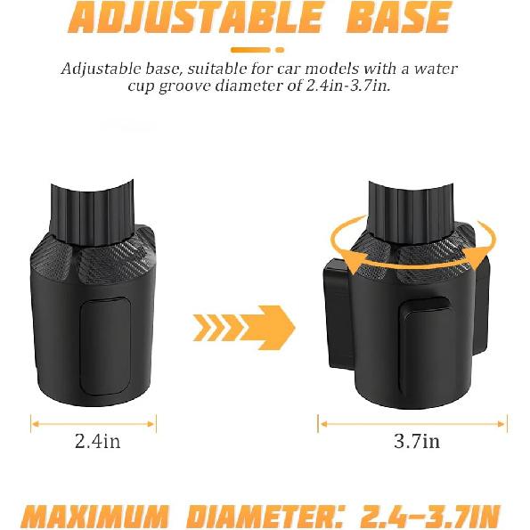 Car Cup Holder Tray Table, Cup Table Holder For Car Drink Holders Tray, 360º Adjustable With Rotating Arm Phone Slot, Non-Slip Stretchable Car Tray