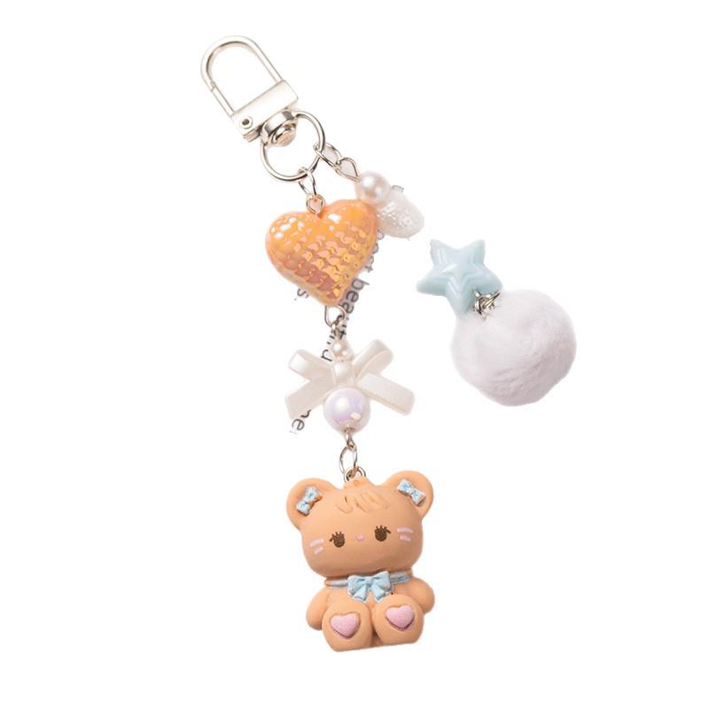 Portachiavi con Ciondolo Coniglio Peluche Cartone Animato - Ciondolo a Forma di Cuore per Borsa, Ornamento Versatile Stile Ins Ragazzino