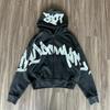 Felpa Unisex Oversize con Cappuccio con Patch Ricamato 3D Design Streetwear Vintage Stile Harajuku