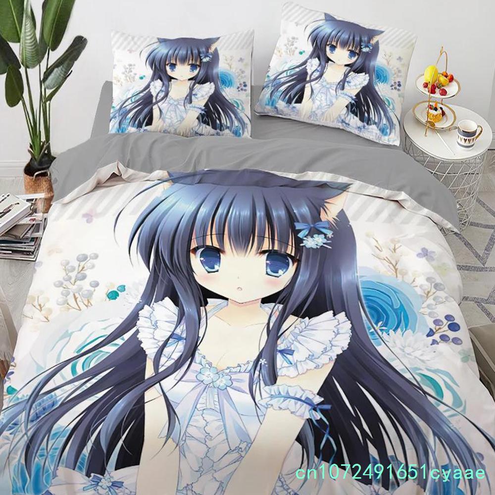 Anime Kawaii Bedding Set Japan Anime Loli Duvet Cover Set Kids Bedroom Cartoon 3D Printed Quilt Cover Bedroom Gift