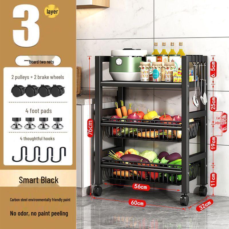 Stainless Steel Multi-Layer Kitchen Trolley for Fruits & Vegetables