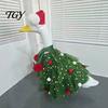 Holiday Outfit for Goose Statue Christmas Porch Outfit, Santa Dress with Plush Scarf And Outdoor Lawn Costume Hat Apparel, Festive Winter Yard