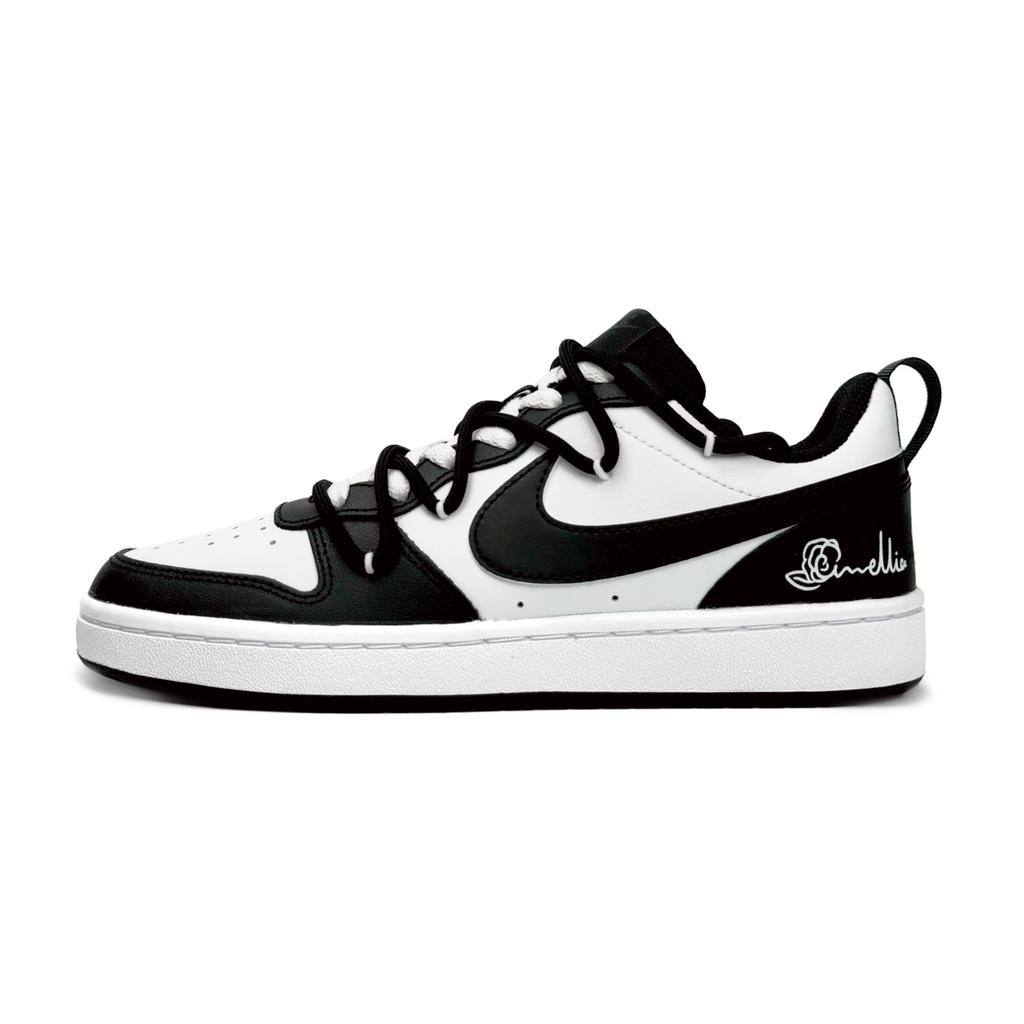 Nike Court Borough Low top Skateboard Shoes GS Black White BQ5448-115(Team87-)