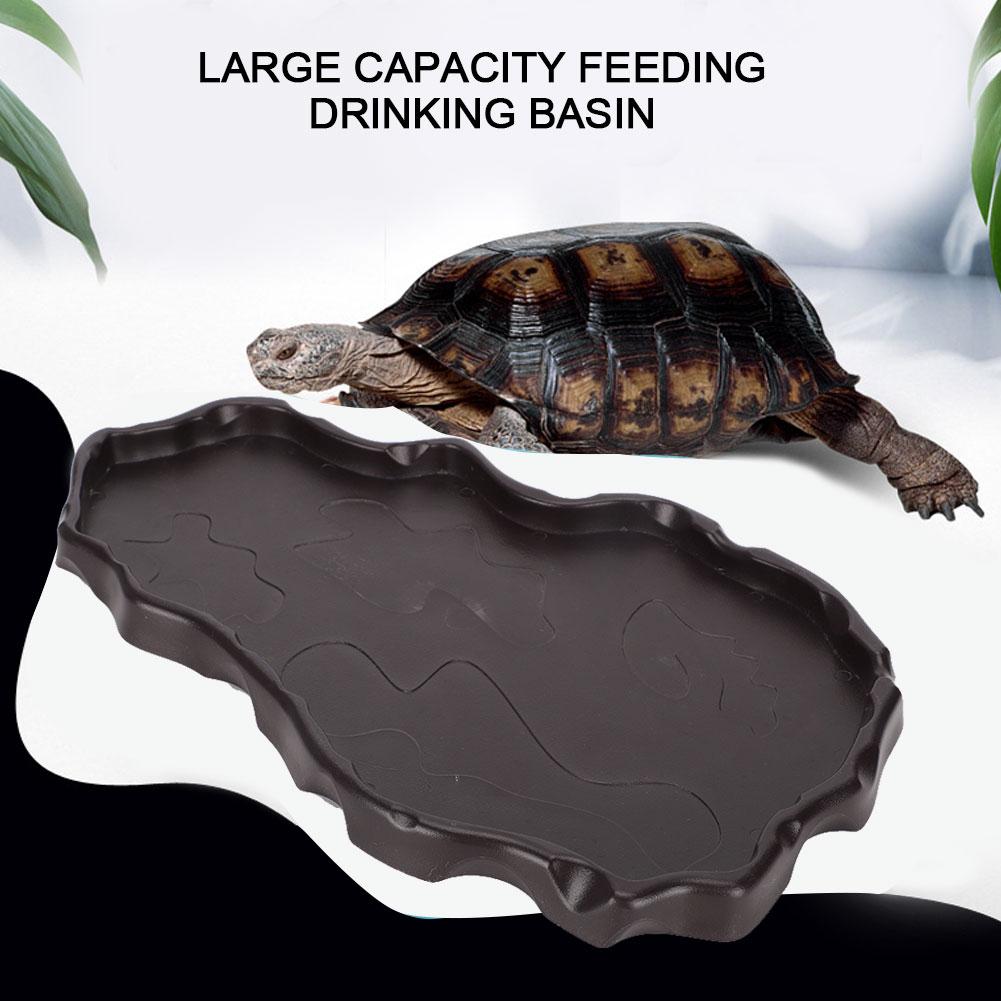 NW29 Plastic Reptiles Feeder Basin Snake Frogs Drinking Feeding Dish Landscape Decorations
