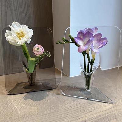Akrilik Fotoğraf Çerçevesi Vazo Modern Sanat Çiçek Vazo Masaüstü Bitki Tutucu Ofis Ev Hediye Düğün Masa Centerp Dekor