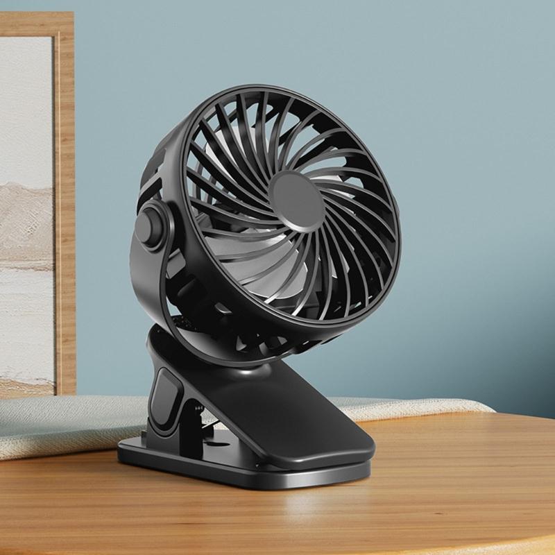 Small Charging Air Circulating Fan with LED Light Portable Desktop Clip Fan for Desk Bedside Table Use Enduring