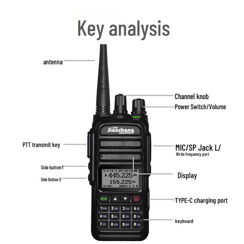 Jianchang UV83 Dual Band High Power Walkie-Talkie (CN Version)