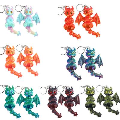 3D-gedruckter niedlicher Drachen-Schlüsselanhänger mit geschrumpften beweglichen Flügeln und Schwanz, kreativer beweglicher Simulations-Tieranhänger mit mehreren Gelenken, Kindergeschenk
